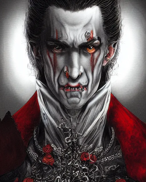 Image similar to studio light, portrait, dracula, by ayami kojima, hd, hyper detailed, 4 k