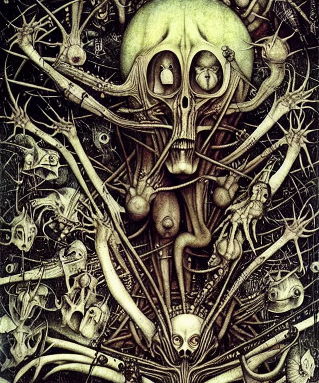 Image similar to realistic detailed photo of the miracle of life 666 369 23 13 93 by H.R.Giger, hieronymus bosch, by Ayami Kojima, Amano, Takato Yamamoto