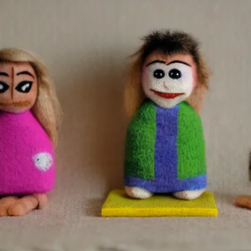 Image similar to these puppets are very small and have a very clear understanding of being only one inch tall.