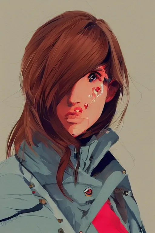 Prompt: a ultradetailed beautiful painting of a stylish woman wearing a puffer jacket, by conrad roset, greg rutkowsk and ilya kuvshinov trending on artstation