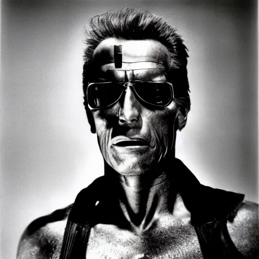 Prompt: the terminator, richard avedon large format film photograph