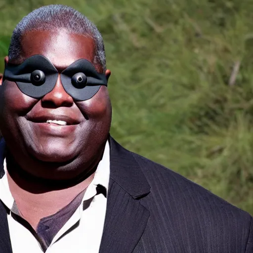 Image similar to huell babineaux wearing an eye patch and black trench coat