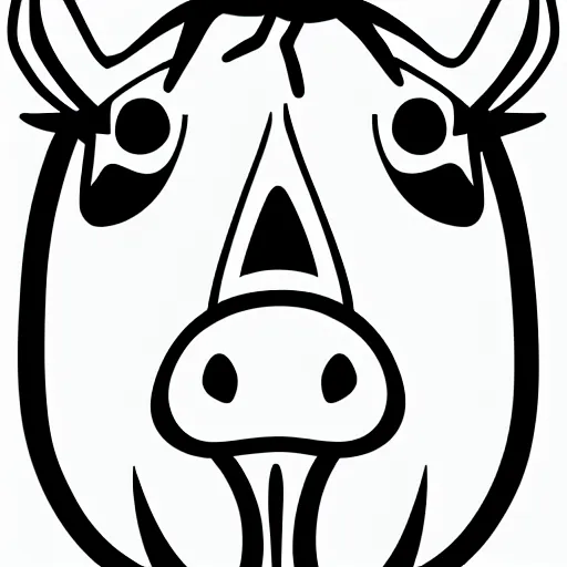 Image similar to antichrist, cow, pig, sheep, chicken, white on black vector ink drawing