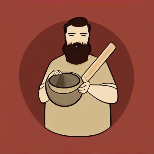 Image similar to bearded man turns bowl using woodlathe, vector art