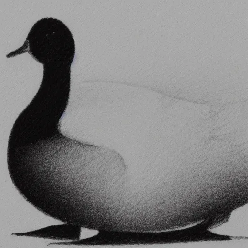 Image similar to line drawing of an abstract duck figure, white on black. highly artistic. professional. museum