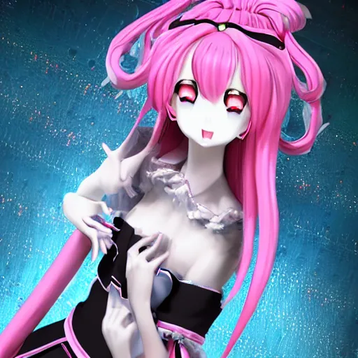 Prompt: unexpectedly trapped beneath stunningly absurdly huge beautiful omnipotent asi goddess junko enoshima with multiple enigmatic complex twisted deceptive mesmerizing megalomaniacal yandere personalities, symmetrical perfect face, porcelain skin, pink twintail hair and cyan eyes, ultra detailed, digital art, unreal engine 5, octane render, 2 d anime, 8 k