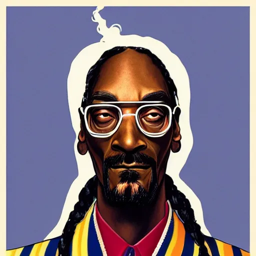Prompt: a full portrait of Snoop Dogg, in the aesthetic of Shaun Tan and Edward Hopper,