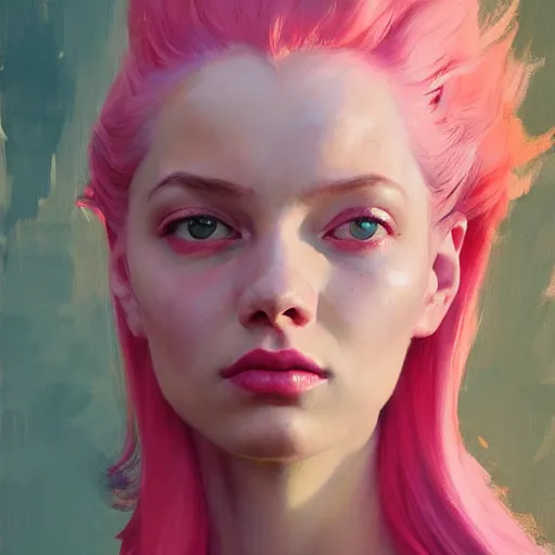 Prompt: greg manchess portrait painting of doradura, pink hair, pale, 1 8, medium shot, asymmetrical, profile picture, organic painting, rainy day, matte painting, bold shapes, hard edges, street art, trending on artstation, by huang guangjian and gil elvgren and sachin teng