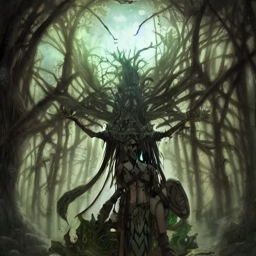 Prompt: dance of shaman king with treebeard and ghosts and fairies illustration by Renato muccillo and Andreas Rocha and Johanna Rupprecht + dofus colors, wakfu colors + symmetry + greco-roman art, intricate ink illustration, intricate complexity, epic composition, magical atmosphere + wide long shot, wide angle + masterpiece, trending on artstation + 4k