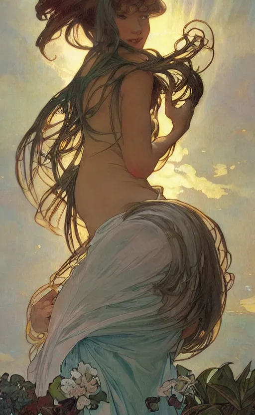 Image similar to paperback book cover by artgerm and greg rutkowski and alphonse mucha and wlop. 1 9 5 0 s. pure colors, melting clouds, accurately drawn details, a sunburst above a receding road with the light reflected in furrows and ruts, after rain. photorealistic. octane render. cinematic. trending on artstation. textless.