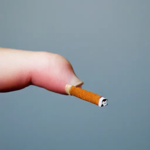 Image similar to cigarette in fingers, hand holding cigarette, hyper realistic