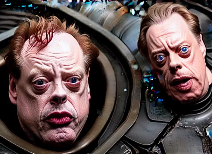 Image similar to steve buscemi as baron harkonnen in a black oil bath in a still from the film Dune (2021)