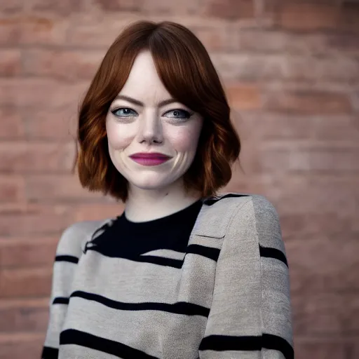 Image similar to Emma Stone portrait, XF IQ4, f/1.4, ISO 200, 1/160s, 8K, RAW, unedited, symmetrical balance, in-frame