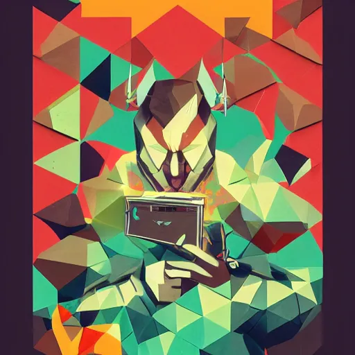 Prompt: Poster Art for Video Game Dunkey, Geometric 3d shapes, Paper Marbling, Video Games, marijuana, smoke, by Sachin Teng, Trending on artstation