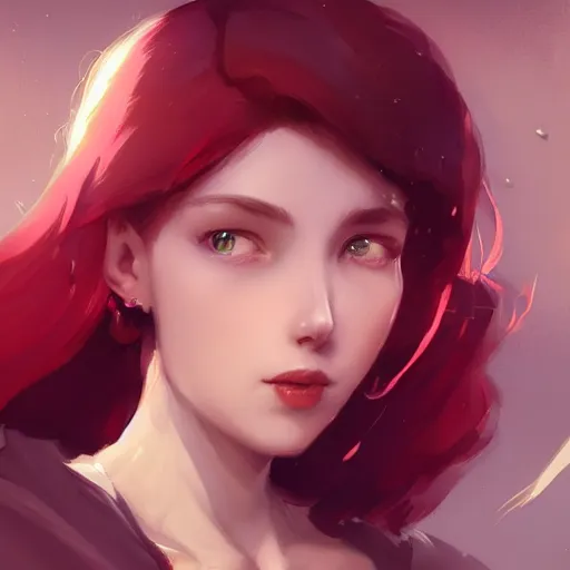 Prompt: Beautiful and elegant red haired woman, full of details, matte painting, concept art, smooth, by Jordan Grimmer and Ina Wong and WLOP，trending on cgsociety and artstation，8kHDR，light effect