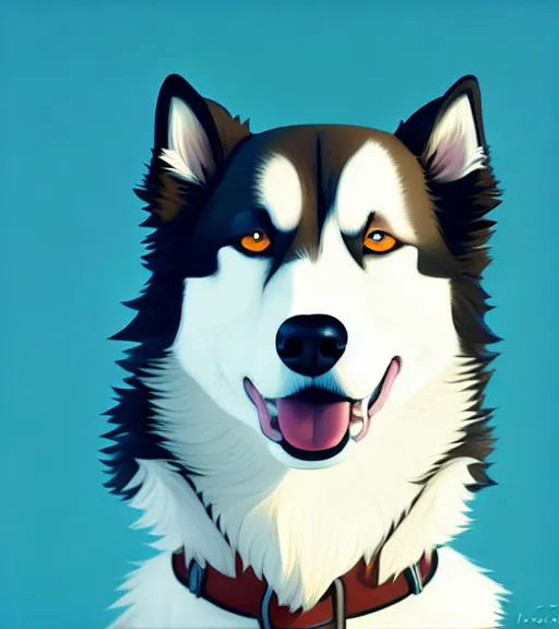 Prompt: icon stylized minimalist dog husky border collie mix, loftis, cory behance hd by jesper ejsing, by rhads, makoto shinkai and lois van baarle, ilya kuvshinov, rossdraws global illumination