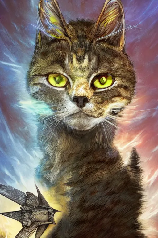 Prompt: a book cover for warrior cats by wayne mclouglin, depth of field, sun flare, hyper realistic, very detailed.
