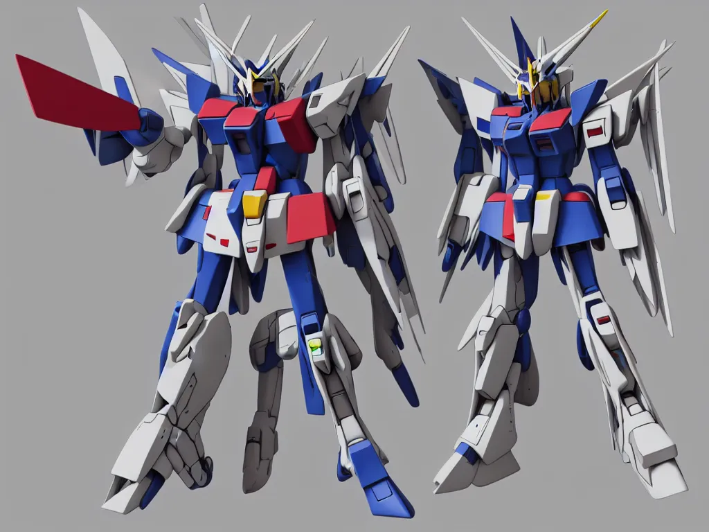Prompt: 3D Gundam Head, Exploded parts render