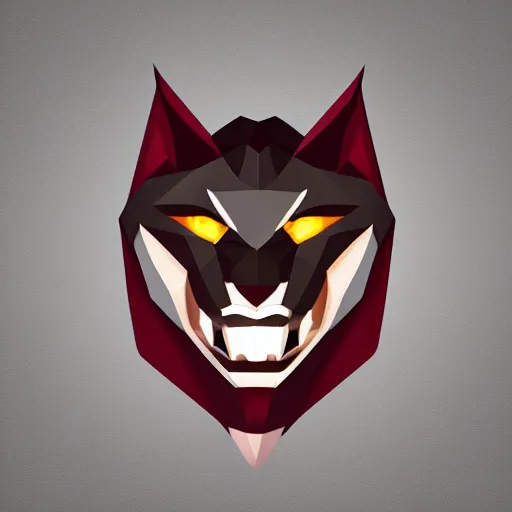 Image similar to a vector logo of rengar from league of legends, low poly,