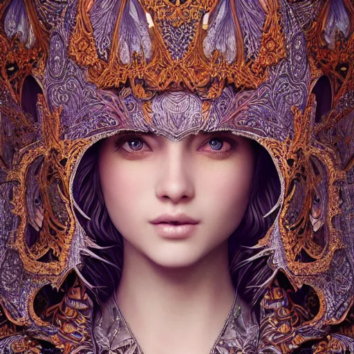 Image similar to wonderful princess of fractals and patterns, beautiful face, hyper detailed, background intricate and detailed, ornate 8 k gorgeous intricate detailed, octane render