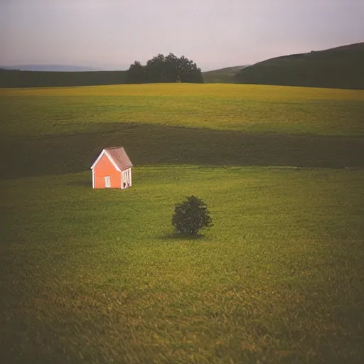 Image similar to portra 8 0 0 photography lonely house in a huge field