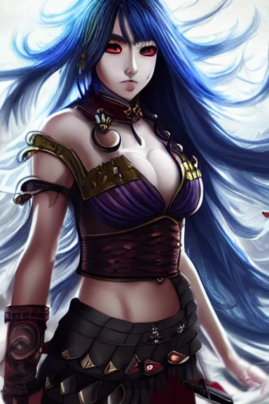 Image similar to a portrait of a fantasy anime warrior character with long hair, artgerm