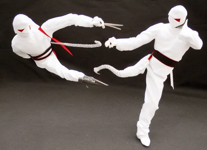 Image similar to Snake Eyes and white ninja fighting