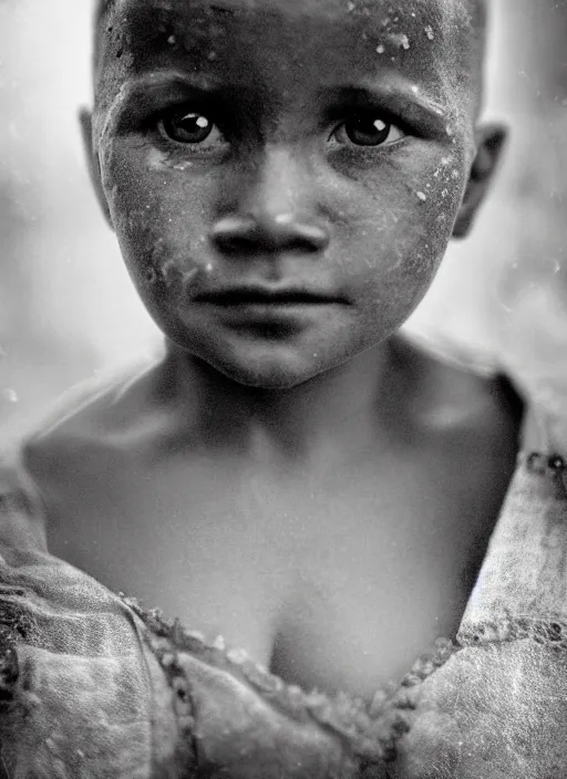 Prompt: 1900s, close up portrait of black eyed child ghost, depth of field, Zeiss lens, detailed, symmetrical, centered, fashion photo shoot, by Annie Leibovitz and Steve McCurry, David Lazar, Jimmy Nelsson , breathtaking, 8k resolution, extremely detailed, beautiful shot, artistic, hyperrealistic, beautiful face, octane render