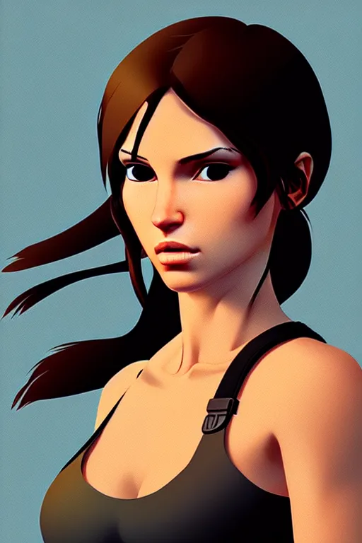 Image similar to lara croft portrait artwork by ilya kuvshinov, autumn natural lights