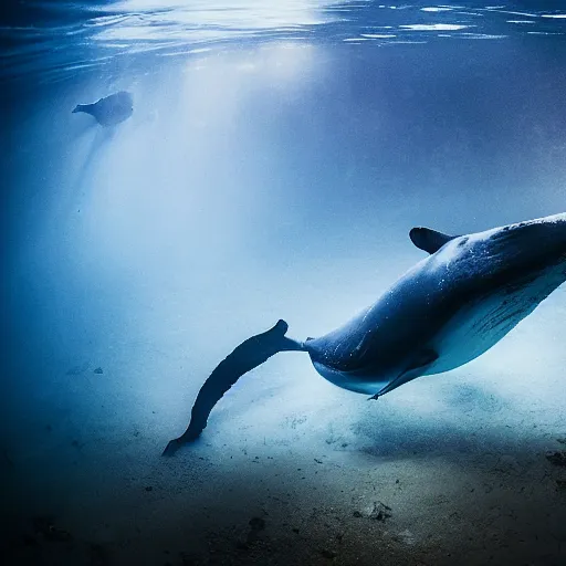 Image similar to underwater photo of a demonic whale in an abandoned aquarium, real life photography, horror, biological photo, fullbody, dynamic lighting, beautiful, scary