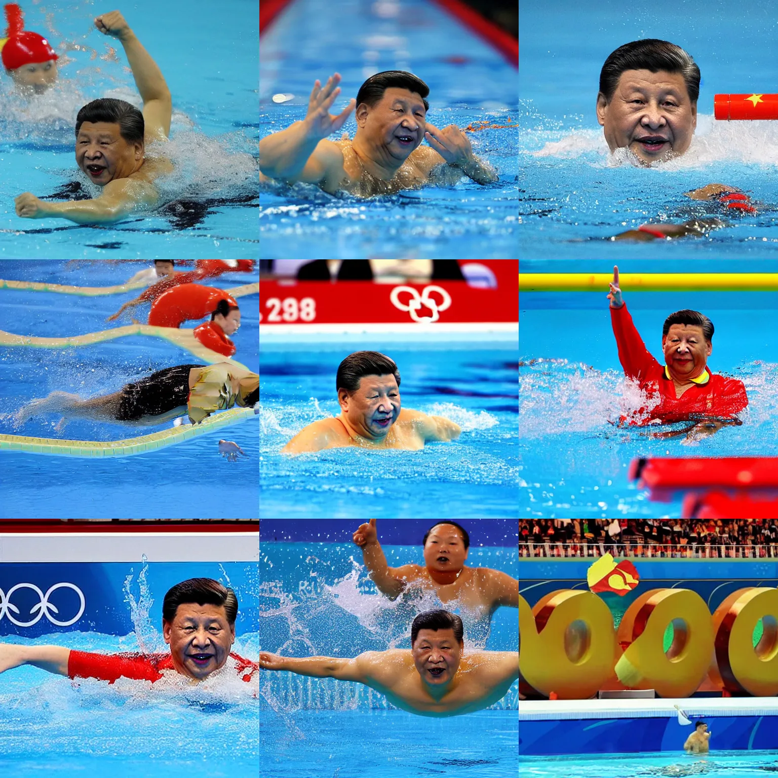 Prompt: xi jinping swimming olympic final