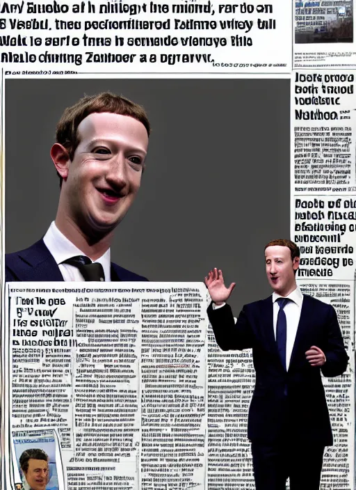 Image similar to breaking news mark zuckerberg is a robot, newspaper article