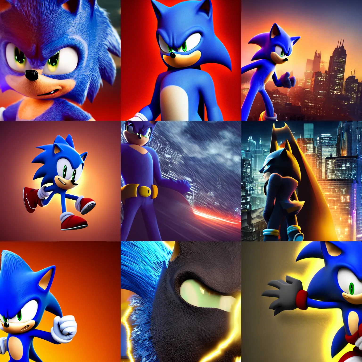 sonic the hedgehog as batman, promotional render