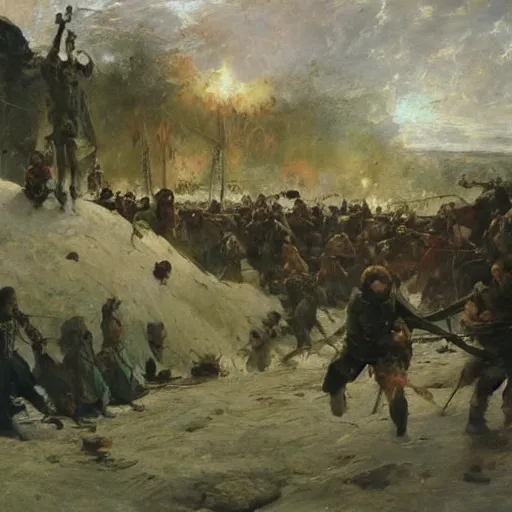 Image similar to the last battle, oil on canvas, ilya repin, 1 8 7 3