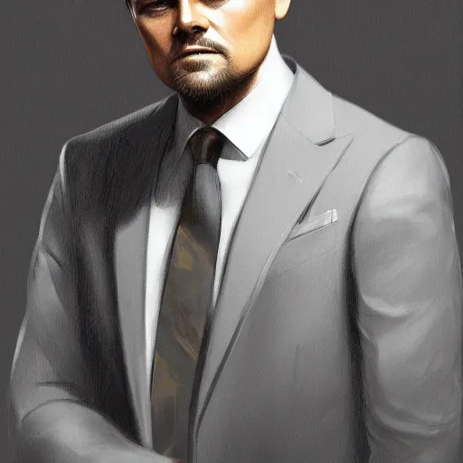 Prompt: full figure ultra realistic illustration, leonardo dicaprio as business man, intricate, elegant, highly detailed, digital painting, artstation, concept art, smooth, sharp focus, illustration, art by artgerm and greg rutkowski and alphonse mucha