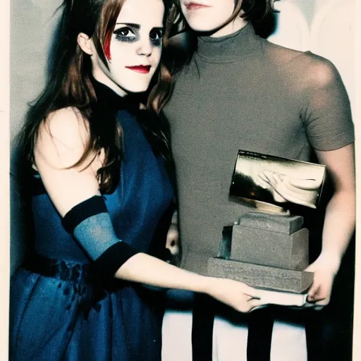 Image similar to emma watson, halloween costume, award winning, kodak ektachrome expired blue tint,