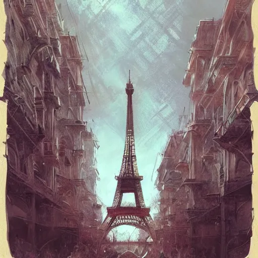 Image similar to eiffel tower, france, highly detailed, illustration, fantasy art, in the style of greg rutkowski, epic, fantasy, intricate, hyper detailed, artstation, concept art, smooth, sharp focus, ray tracing