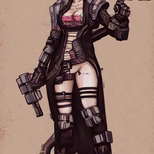Image similar to full body Sakimichan illustration of christina hendricks as a cyberpunk warrior with weapons by Sakimichan trending on Deviantart