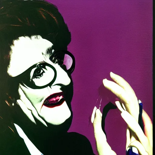 Image similar to individual screaming dame edna everage silk screen francis bacon