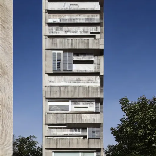 Prompt: A tall building with a narrow footprint that maximizes views of the surrounding area in the style of Laurent Chehere Filip Dujardin Dionisio Gonzales Lee Madgwick