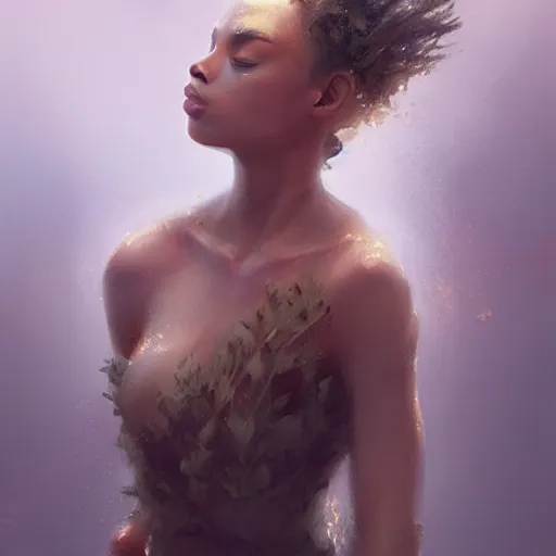 Image similar to beautiful mulatto caught by a predatory plant venus flycatcher, gorgeous, close-up portrait, intricate, elegant, volumetric lighting, scenery, digital painting, highly detailed, artstation, sharp focus, illustration, concept art, ruan jia, steve mccurry