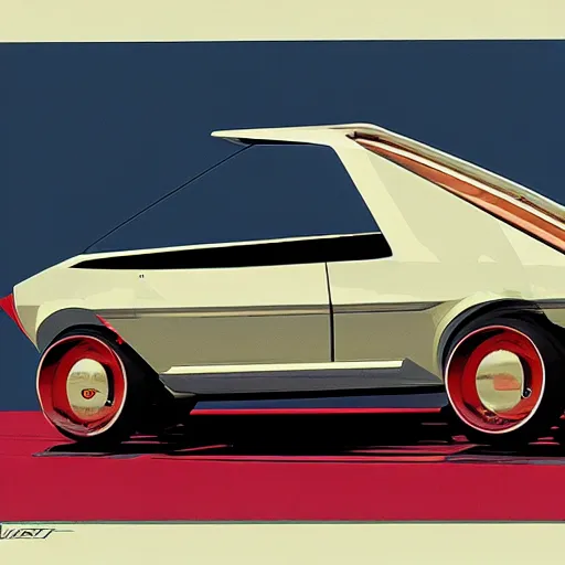 Image similar to concept art for a car with built - in meat smoker, painted by syd mead