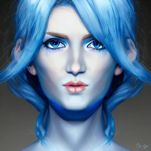 Image similar to portrait of a woman with ice blue eyes, by deepfry on artstation