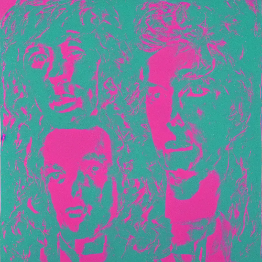 Image similar to individual silk screen portrait of alien by andy warhol