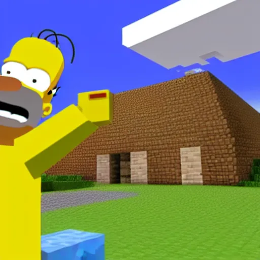 Image similar to A still of Homer Simpson in Minecraft (2011)