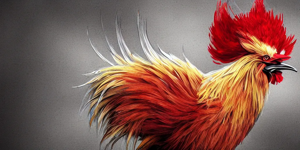 Image similar to digital painting of an angry rooster, by willian santiago and karl wilhelm de hamilton
