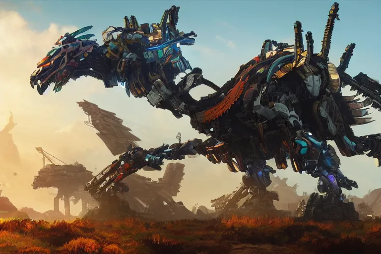 Image similar to stormbird machine mecha animal beast robot of horizon forbidden west horizon zero dawn bioluminiscence global illumination ray tracing hdr fanart arstation by sung choi and eric pfeiffer and gabriel garza and casper konefal