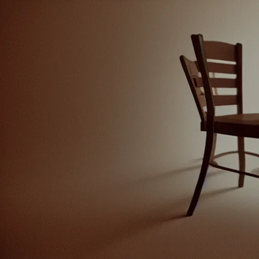 Prompt: a chair in an empty room, vintage, 3 5 mm film, nostalgic and euphoric, 4 k, 8 k, photorealistic, film grain,