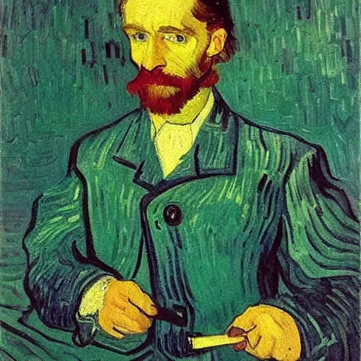 Image similar to An oil painting portrait of Royal Tenenbaum by Vincent Van Gogh (1884)