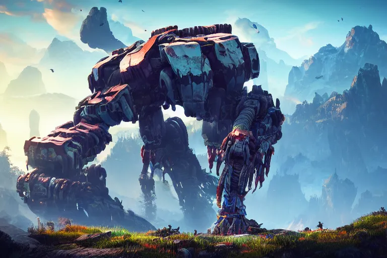 Image similar to tremortusk machine mecanical creature robot of horizon forbidden west horizon zero dawn bioluminiscence global illumination ray tracing hdr fanart arstation by ian pesty and alena aenami artworks in 4 k